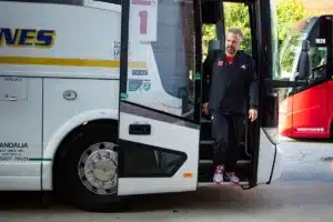 Nebraska Cornhuskers head coach Matt Rhule arrives to take on Fighting Illini during a college football game in Lincoln, Nebraska, Friday, October 6, 2023. Photo by John Peterson.
