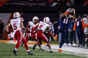 Illinois Fighting Illini wide receiver Pat Bryant (13) Nebraska Cornhuskers during a college football game in Lincoln, Nebraska, Friday, October 6, 2023. Photo by John Peterson.