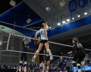During a volleyball match between Creighton and Xavier on Friday, November 17th, 2023. Photo taken by Collin Stilen