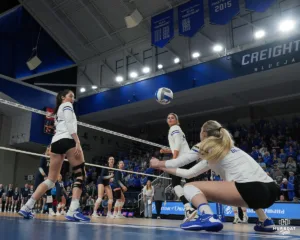 During a volleyball match between Creighton and Xavier on Friday, November 17th, 2023. Photo taken by Collin Stilen