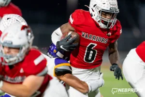 Westside Higih School running back Jahmez Ross (6) during a game between Bellevue West and the Westside in Omaha, NE on Friday November 3rd, 2023. . Photo by Eric Francis