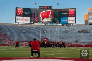 Nebraska Cornhuskers arreve before a game between the Wisconsin Badgers and the the Nebraska Cornhuskers in Madison, WI on Saturday November 18th, 2023. Photo by Eric Francis