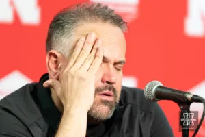 Nebraska Cornhuskers head coach Matt Rhule during a press conference after a game between the Wisconsin Badgers and the the Nebraska Cornhuskers in Madison, WI on Saturday November 18th, 2023. Photo by Eric Francis