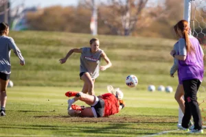 Nebraska Cornhuskers prepare for their match tomorrow in Lincoln against South Dakota State in the first round of NCAA soccer championships on Thursday, November 9, 2023, in Lincoln, Nebraska. Photo by John S. Peterson.