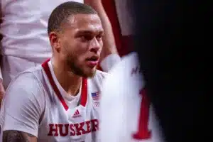 Nebraska Cornhusker guard C.J. Wilcher (0) during the basketball game on Monday, November 13, 2023, in Lincoln, Nebraska. Photo by John S. Peterson.