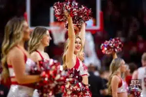 Nebraska Cornhusker dance team the Scarlets perform at a break in the action against the Stony Brook Seawolves in the first half during the basketball game on Wednesday, November 15, 2023, in Lincoln, Nebraska. Photo by John S. Peterson.