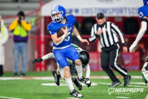 … during the Class B NSAA Football Championship on Monday, November 20, 2023, in Lincoln, Nebraska. Photo by John S. Peterson.