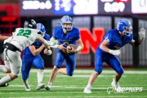 … during the Class B NSAA Football Championship on Monday, November 20, 2023, in Lincoln, Nebraska. Photo by John S. Peterson.