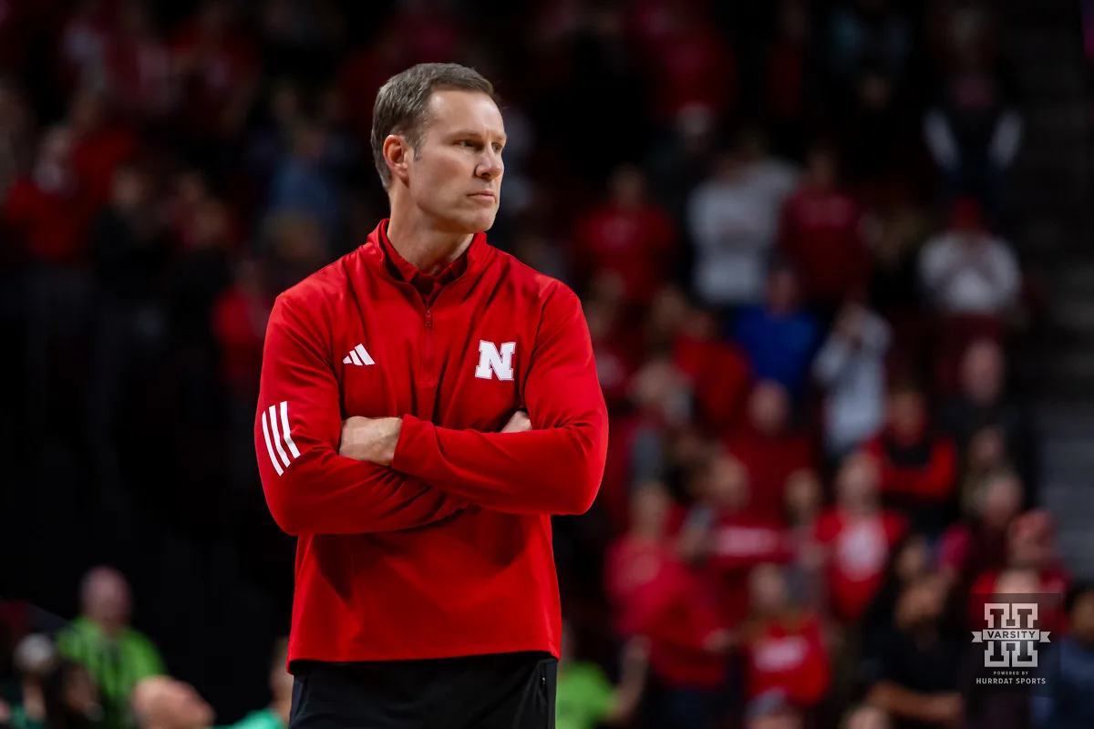 Nebraska Cornhusker head coach Fred Hoiberg watches the action on the court against the Michigan State Spartans during the college basketball game Sunday, December 10, 2023, Lincoln, Neb. Photo by John S. Peterson.