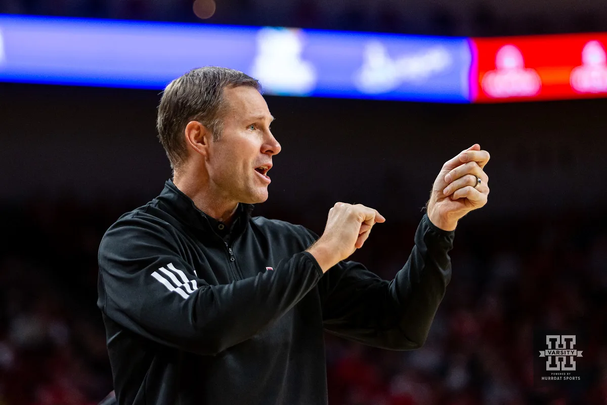 Nebraska Cornhusker head coach Fred Hoiberg gives instructions to the Huskers against the North Dakota Fighting Hawks in the second half during a college basketball game Wednesday, December 20, 2023, in Lincoln, Nebraska. Photo by John S. Peterson.