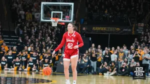 ...during a game between Nebraska women's basketball and Iowa in Iowa City, IA. Photo by Brandon Tiedemann