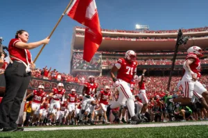 Nebraska Cornhuskers take the field during a game between the Michigan Wolverines and the Nebraska Cornhuskers in Lincoln, NE on Saturday September 30th, 2023. Photo by Eric Francis