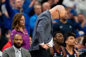 Connecticut Huskies head coach Dan Hurley during a game against against the Connecticut Huskies at CHI Health Arena in Omaha, NE February 20th 2024. Photo by Eric Francis