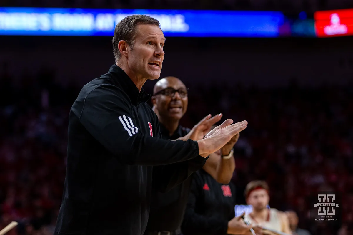 Nebraska Cornhusker head coach Fred Hoiberg reacts to the aciton on the court against the Michigan Wolverines during a college basketball game on Saturday, February 10, 2024, in Lincoln, Nebraska. Photo by John S. Peterson.