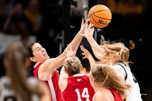 Nebraska Cornhuskers during a game against the Iowa Hawkeyes at the Target Center in Minneapolis, MN March 10th 2024. Photo by Eric Francis