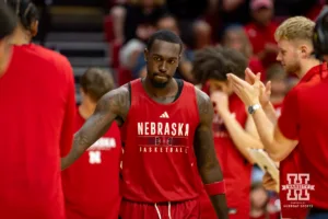 Nebraska Cornhusker Juwan Gary (4) introduced to the fans during a scrimmage Sunday, October 13, 2024, in Lincoln, Nebraska. Photo by John S. Peterson.