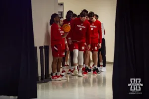 Nebraska Cornhuskers waiting to make an entrance during a scrimmage Sunday, October 13, 2024, in Lincoln, Nebraska. Photo by John S. Peterson.