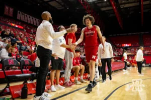 Nebraska Cornhusker Braxton Meah heads to the bench during a scrimmage Sunday, October 13, 2024, in Lincoln, Nebraska. Photo by John S. Peterson.