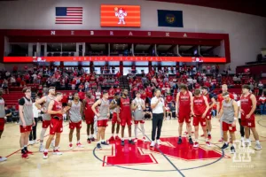 Nebraska Cornhusker head coach Fred Hoiberg thanks the fans for coming out and watching the scrimmage Sunday, October 13, 2024, in Lincoln, Nebraska. Photo by John S. Peterson.