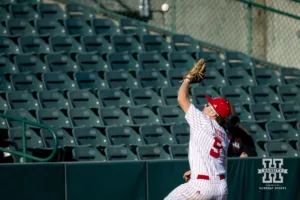 Nebraska's Rhett Stokes (9) chases the ball down for a out during a baseball scrimmage Tuesday, October 15, 2024, in Lincoln, Nebraska. Photo by John S. Peterson.