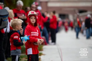 Nebraska Cornhusker fan waiting for his Huskers to arrive during a college football game Saturday, November 2, 2024, in Lincoln, Nebraska. Photo by John S. Peterson.